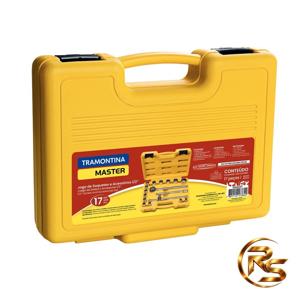 Jogo de Soquetes Estriados Encaixe 1/2" Tramontina MASTER – 17 Peças